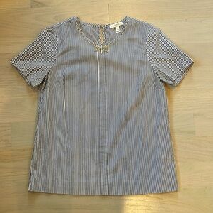 J. Crew Pinstriped Blouse with Jeweled Embellishment